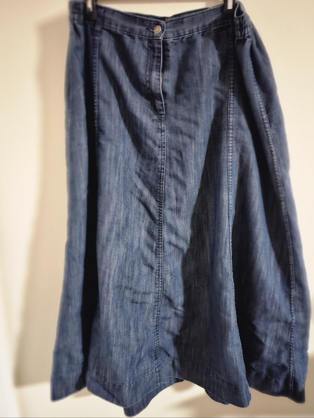 Roaman's 18W Plus Size Denim Maxi Skirt | Soft Cotton Blend Modest Utility Chic